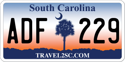 SC license plate ADF229