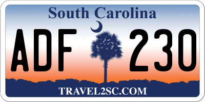 SC license plate ADF230