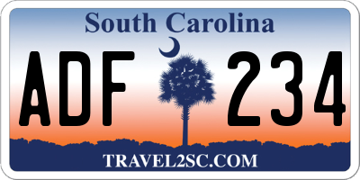 SC license plate ADF234