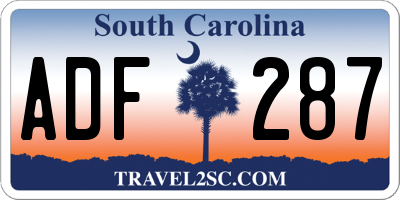 SC license plate ADF287