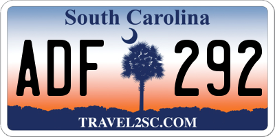 SC license plate ADF292