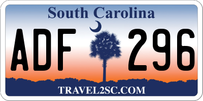 SC license plate ADF296