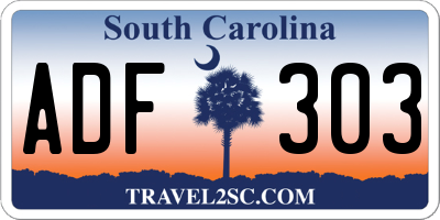 SC license plate ADF303