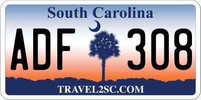 SC license plate ADF308