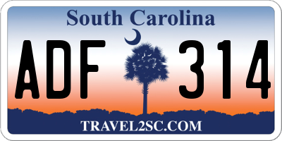 SC license plate ADF314