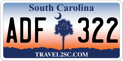 SC license plate ADF322