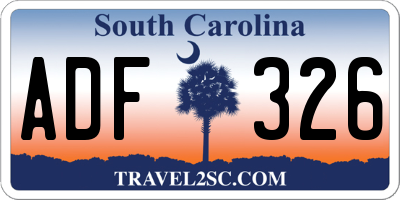 SC license plate ADF326