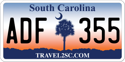 SC license plate ADF355