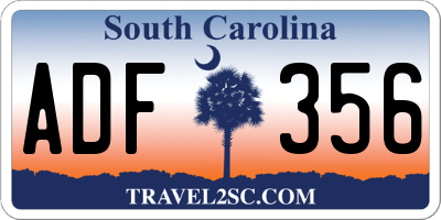SC license plate ADF356