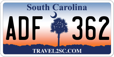 SC license plate ADF362