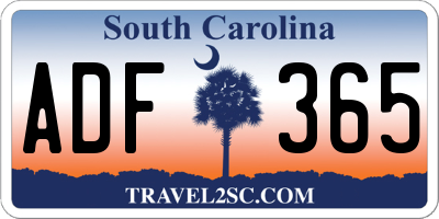 SC license plate ADF365