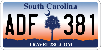 SC license plate ADF381