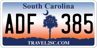 SC license plate ADF385