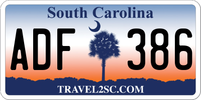 SC license plate ADF386