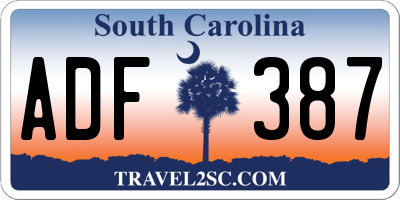 SC license plate ADF387