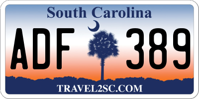 SC license plate ADF389
