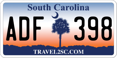 SC license plate ADF398