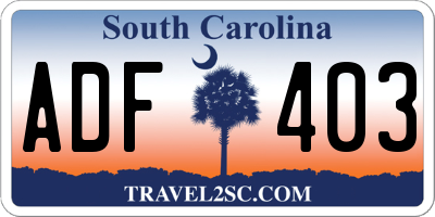 SC license plate ADF403