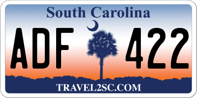 SC license plate ADF422