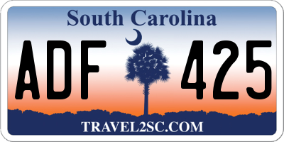 SC license plate ADF425