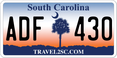 SC license plate ADF430