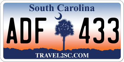 SC license plate ADF433