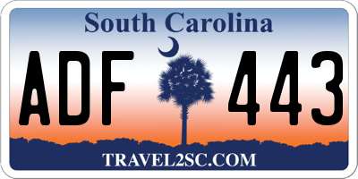 SC license plate ADF443