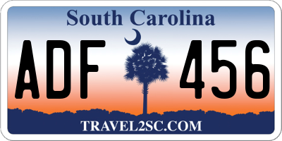 SC license plate ADF456