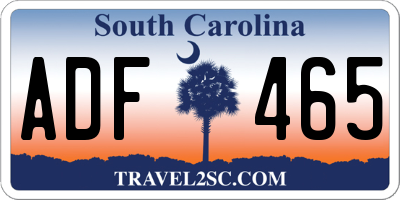 SC license plate ADF465