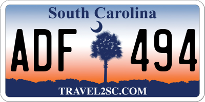 SC license plate ADF494