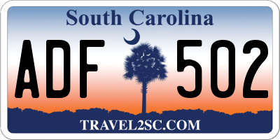 SC license plate ADF502