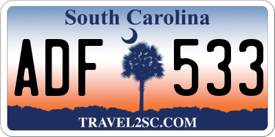 SC license plate ADF533