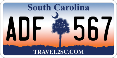 SC license plate ADF567