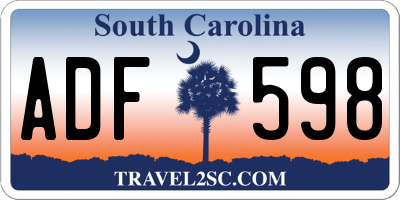 SC license plate ADF598