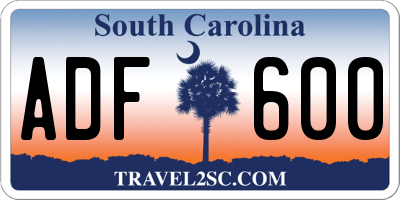 SC license plate ADF600