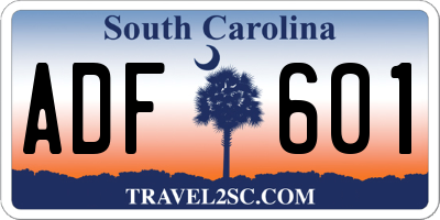 SC license plate ADF601