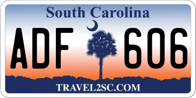 SC license plate ADF606