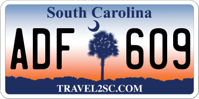 SC license plate ADF609