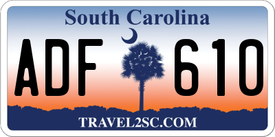 SC license plate ADF610