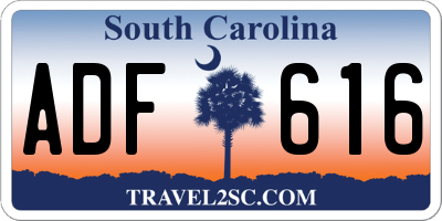 SC license plate ADF616