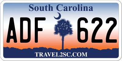 SC license plate ADF622