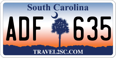 SC license plate ADF635