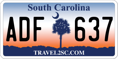 SC license plate ADF637