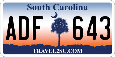 SC license plate ADF643