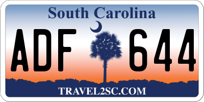 SC license plate ADF644