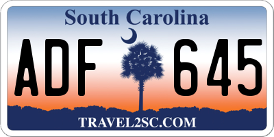 SC license plate ADF645