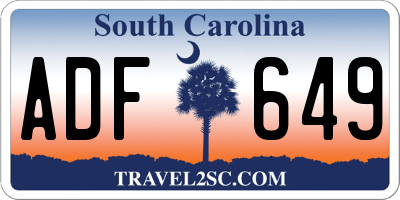 SC license plate ADF649