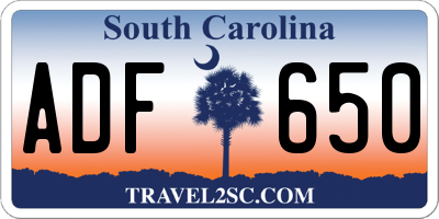SC license plate ADF650
