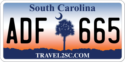 SC license plate ADF665