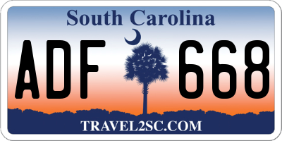 SC license plate ADF668